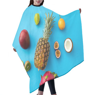 Personality  Pineapple With Other Fruits On Blue Background Hair Cutting Cape