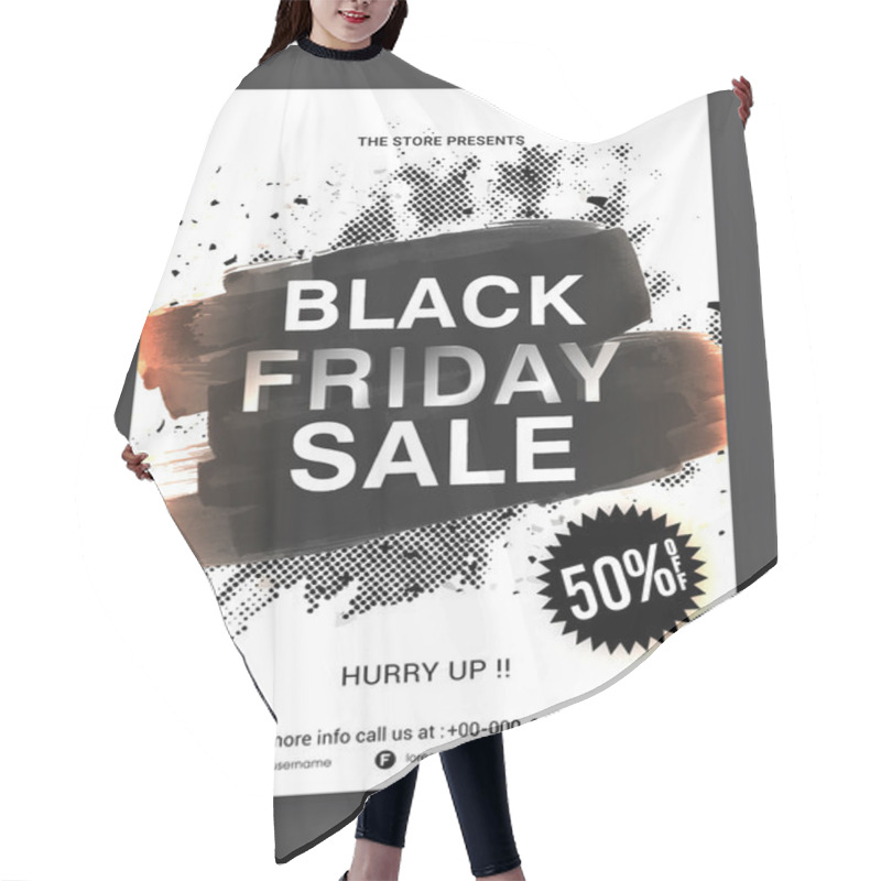 Personality  Black Friday Sale Flyer or Sale Banner. hair cutting cape