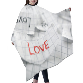 Personality  Word LOVE Written On Torn Paper Hair Cutting Cape