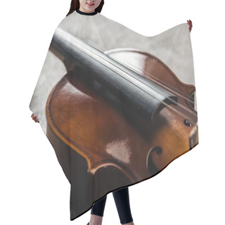 Personality  Close Up Of Classical Cello On Grey Textured Background  Hair Cutting Cape