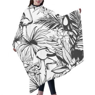 Personality  Tropical Floral Summer Seamless Pattern With Palm Beach Leaves,  Hair Cutting Cape