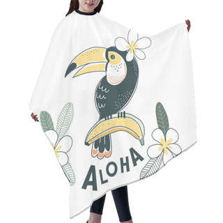 Personality  Toucan Bird Banana Fruit And Flowers Illustration Hair Cutting Cape