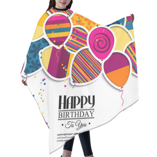 Personality  Birthday Card With Balloons In The Style Of Cutouts. Hair Cutting Cape