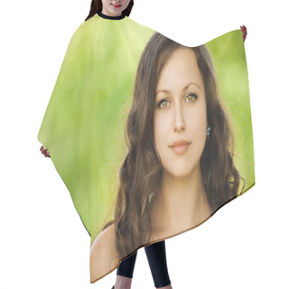 Personality  Portrait Young Beautiful Woman Hair Cutting Cape