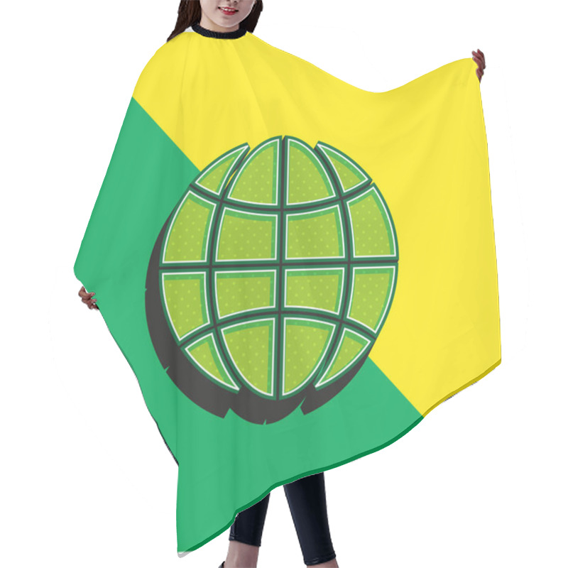 Personality  Black Earth Circle With Thin Grid Green and yellow modern 3d vector icon logo hair cutting cape