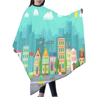 Personality  City Street In A Flat Design Hair Cutting Cape