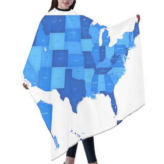 Personality  High Detail USA Blue Shaded Map Hair Cutting Cape
