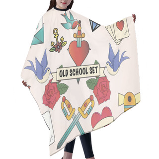 Personality  Old School Tattoos Set Hair Cutting Cape