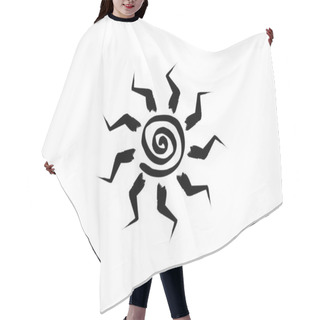 Personality  Black Tribal Sun Tattoo Sonnenrad Symbol Sun Wheel Sign. Summer Icon. The Ancient European Esoteric Element. Logo Graphic Element Spiral Shape. Vector Stroke Brush Design Isolated Or White Background  Hair Cutting Cape