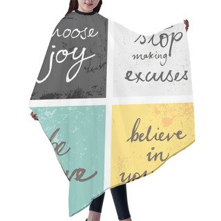 Personality  4 Hand Written Inspirational  Words Quotes Hair Cutting Cape
