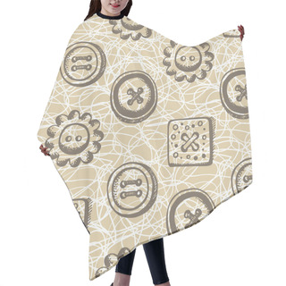 Personality  Seamless Pattern With Buttons Hair Cutting Cape