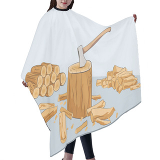 Personality  Firewood Logs With Stump And Axe Hair Cutting Cape