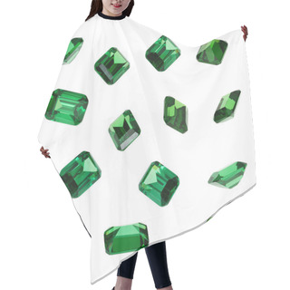 Personality  Green Emerald Gemstones Isolated On White Background. Hair Cutting Cape