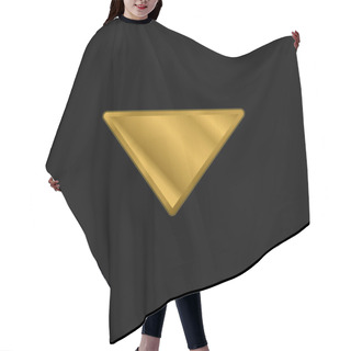Personality  Arrow Down Filled Triangle Gold Plated Metalic Icon Or Logo Vector Hair Cutting Cape