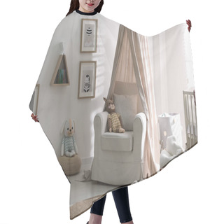 Personality  Stylish Baby Room Interior With Crib And Comfortable Armchair Hair Cutting Cape