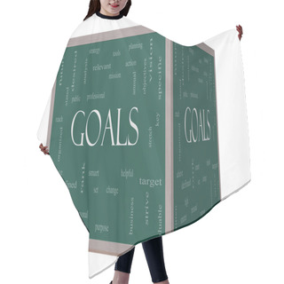 Personality  Goals Word Cloud Concept On A 3D Cube Blackboard Hair Cutting Cape