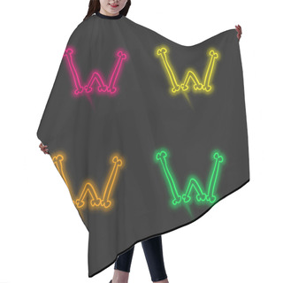 Personality  Bones W Outlined Letter Of Halloween Typography Four Color Glowing Neon Vector Icon Hair Cutting Cape
