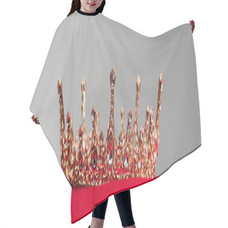 Personality  Luxury Royal Crown On Red Velvet Cushion Isolated On Grey, Banner Hair Cutting Cape