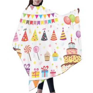 Personality  Set Of Birthday Party Elements Hair Cutting Cape