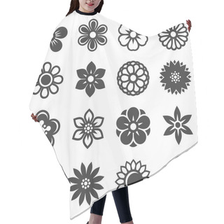 Personality  Flower Icons Set On White Background. Vector Hair Cutting Cape