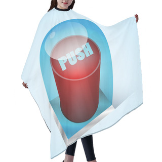 Personality  Vector Push Red Button Under Glass Hair Cutting Cape