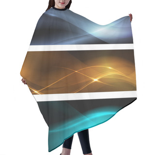 Personality  Abstract Wave Banner Set On Dark Background Hair Cutting Cape
