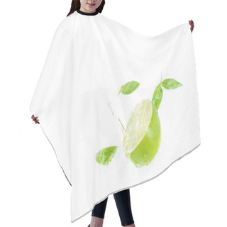 Personality  Half Of Lime With Green Leaves Hair Cutting Cape