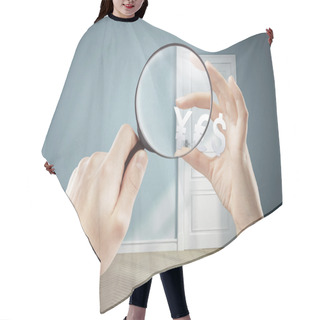 Personality  Hand Holding Magnifying Glass Hair Cutting Cape