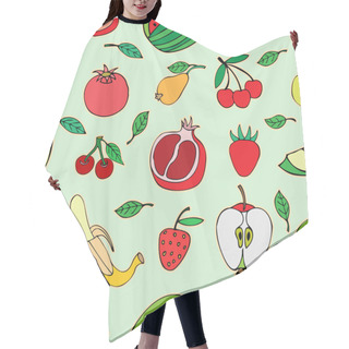 Personality  Seamless Pattern With Set Of Sweet Fruits And Berries Hair Cutting Cape