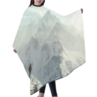 Personality  Conceptual Image Of A Man Hiker With Backpack In Front Of A Mountain - 3d Illustration Hair Cutting Cape
