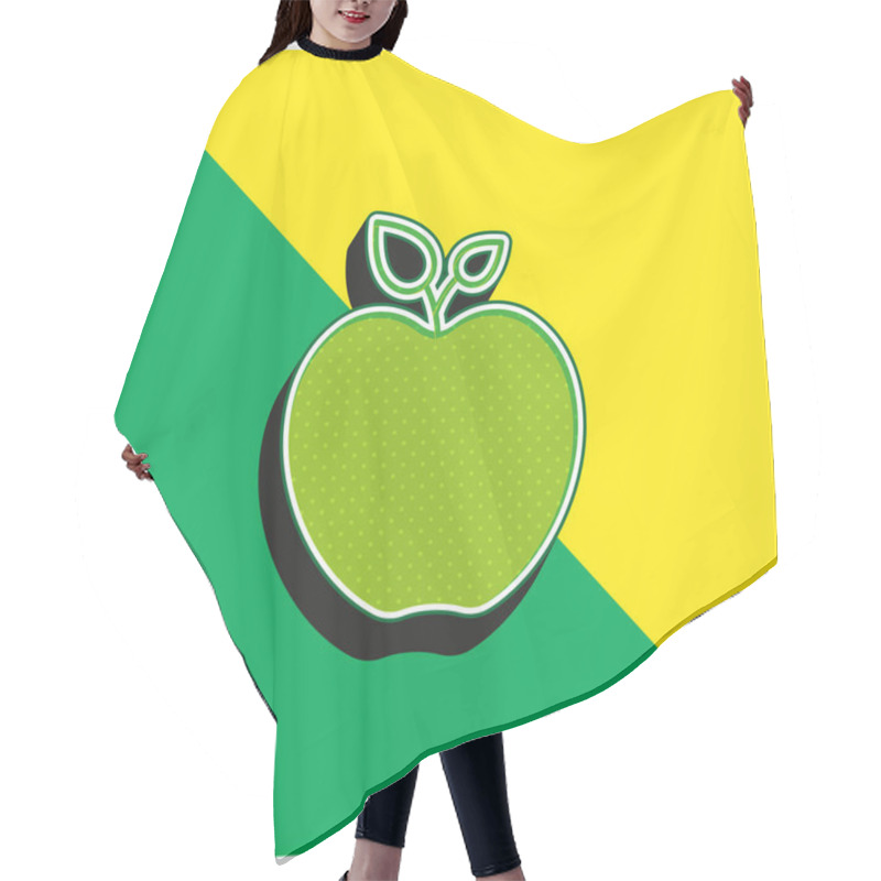 Personality  Apple Green and yellow modern 3d vector icon logo hair cutting cape