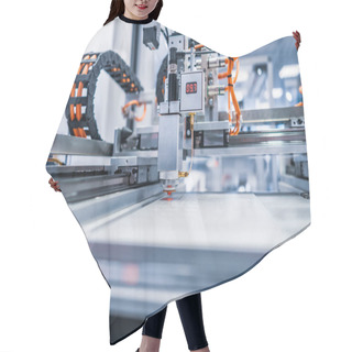 Personality  CNC Laser Cutting Of Metal, Modern Industrial Technology. Small Depth Of Field. Warning - Authentic Shooting In Challenging Conditions. Hair Cutting Cape