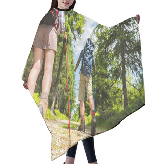 Personality  Hikers Walking With Trekking Poles Hair Cutting Cape