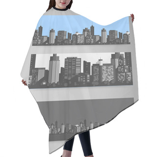 Personality  Vector Banner Modern City. Hair Cutting Cape