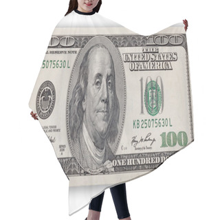 Personality  One Hundred Dollars Bill Isolated On White Hair Cutting Cape