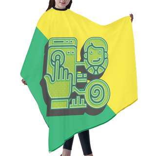 Personality  Biometric Green And Yellow Modern 3d Vector Icon Logo Hair Cutting Cape