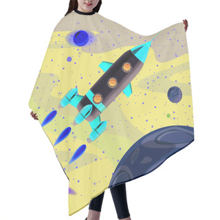 Personality  Space Rocket Launch, Spaceship, Space Background, Cartoon Style, Vector Illustration Hair Cutting Cape