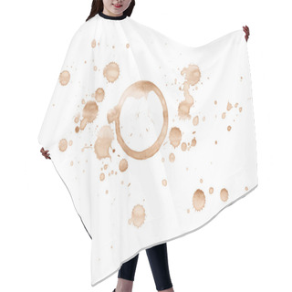 Personality  Coffee Round Stains And Blots On White Background  Hair Cutting Cape