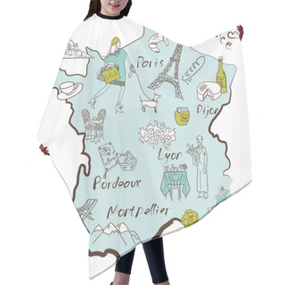 Personality  Stylized Map Of France Hair Cutting Cape