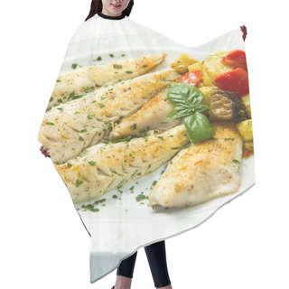 Personality  Fish Fillet With Vegetables Hair Cutting Cape