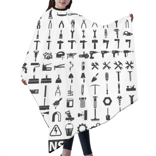 Personality  Set Icons Of Tools Hair Cutting Cape