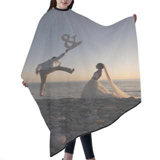 Personality  Happy Newlywed Couple Hair Cutting Cape