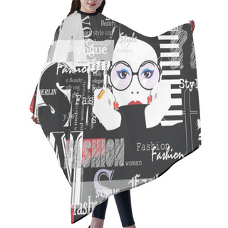 Personality  Fashion Woman In Style Pop Art. Hair Cutting Cape