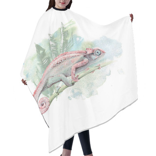 Personality  Watercolor Chameleon Lizard Card Hair Cutting Cape