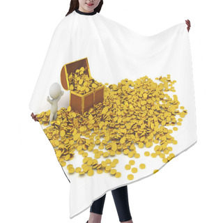 Personality  3D Character With Treasure Chest And Many Golden Coins Hair Cutting Cape
