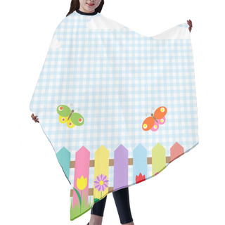 Personality  Colorful Fence With Flowers And Butterflies Hair Cutting Cape