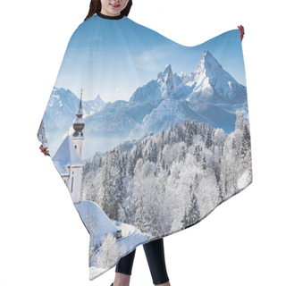 Personality  Idyllic Winter Landscape With Chapel In The Alps Hair Cutting Cape