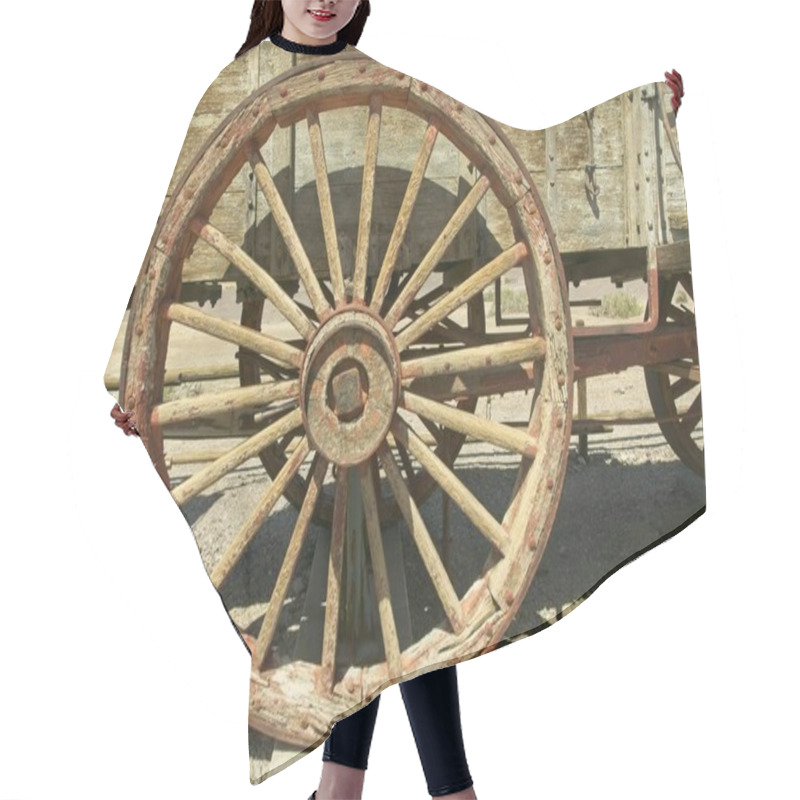 Personality  Western Wagon Wheel Used On 20 Mule Team Wagons To Haul Borax In Death Valley, CA.                            Hair Cutting Cape
