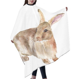 Personality  Illustration With Rabbit. Watercolor High Quality Illustration. Easter Card. Hair Cutting Cape