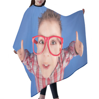 Personality  Cool Five Years Old Boy Showing Ok Sign Hair Cutting Cape